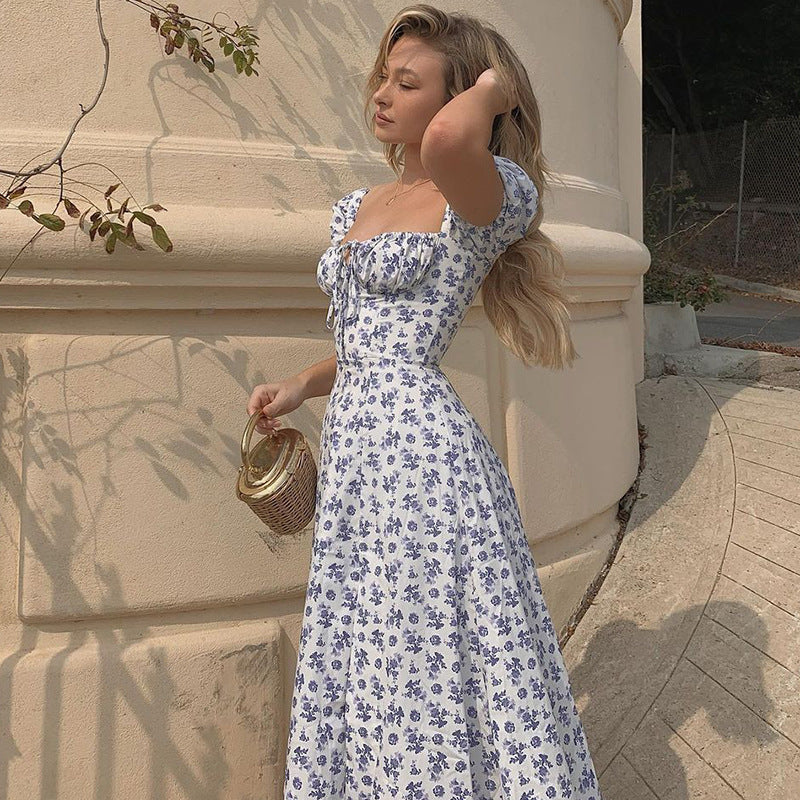 Sommerkleid Damen Lang Blumenmuster