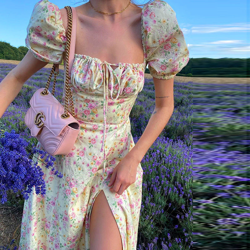 Sommerkleid Damen Lang Blumenmuster