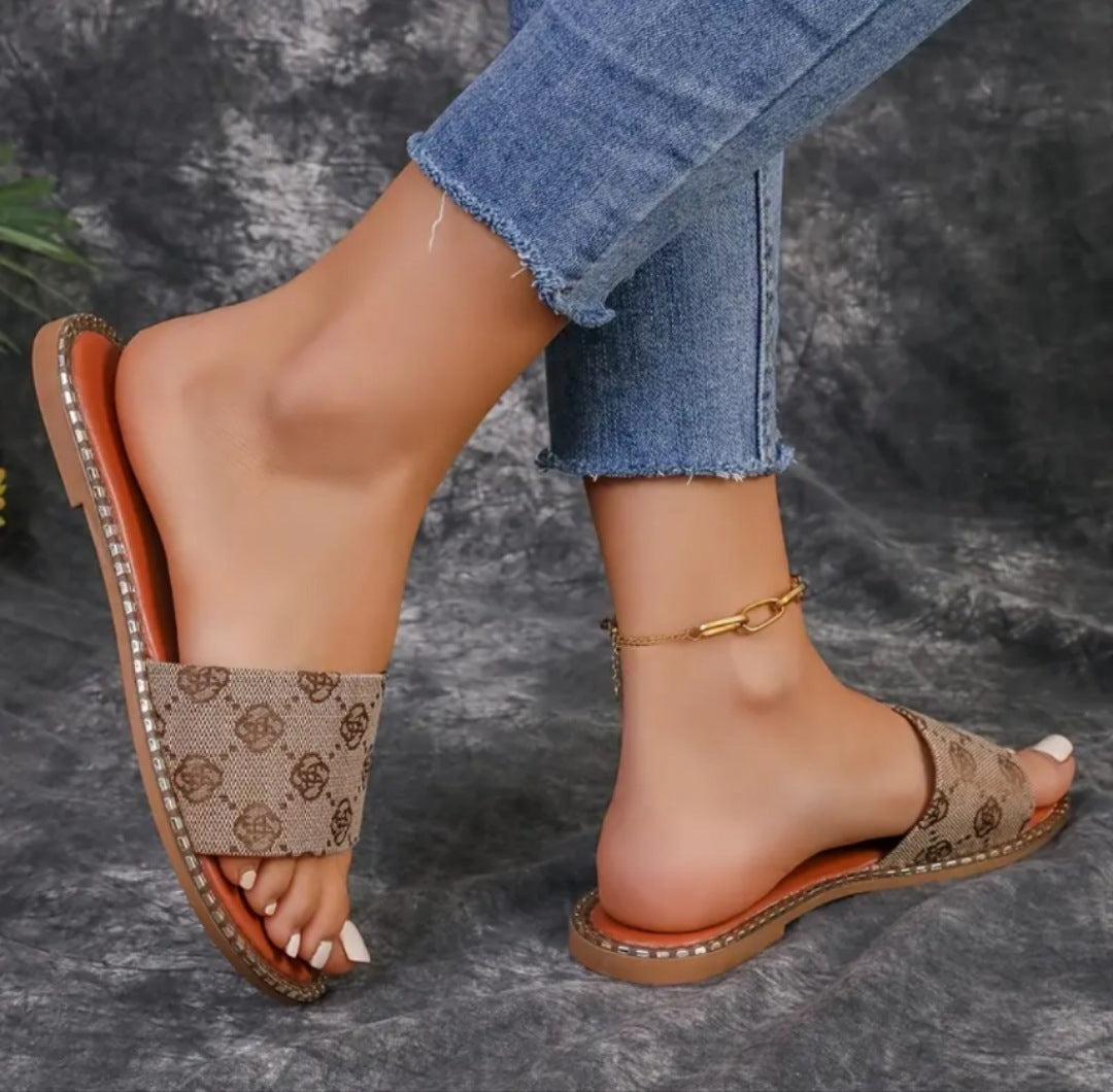 Damen Sandalen mit Blumenmuster – Rutschfeste Slipper für Strand, Urlaub & Freizeit