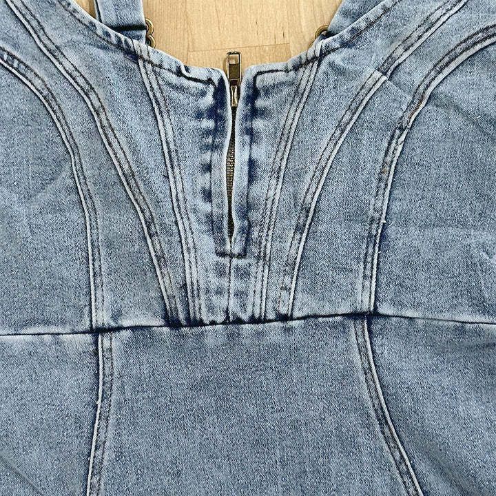 Sommer Jeanskleid Damen mit U-Ausschnitt