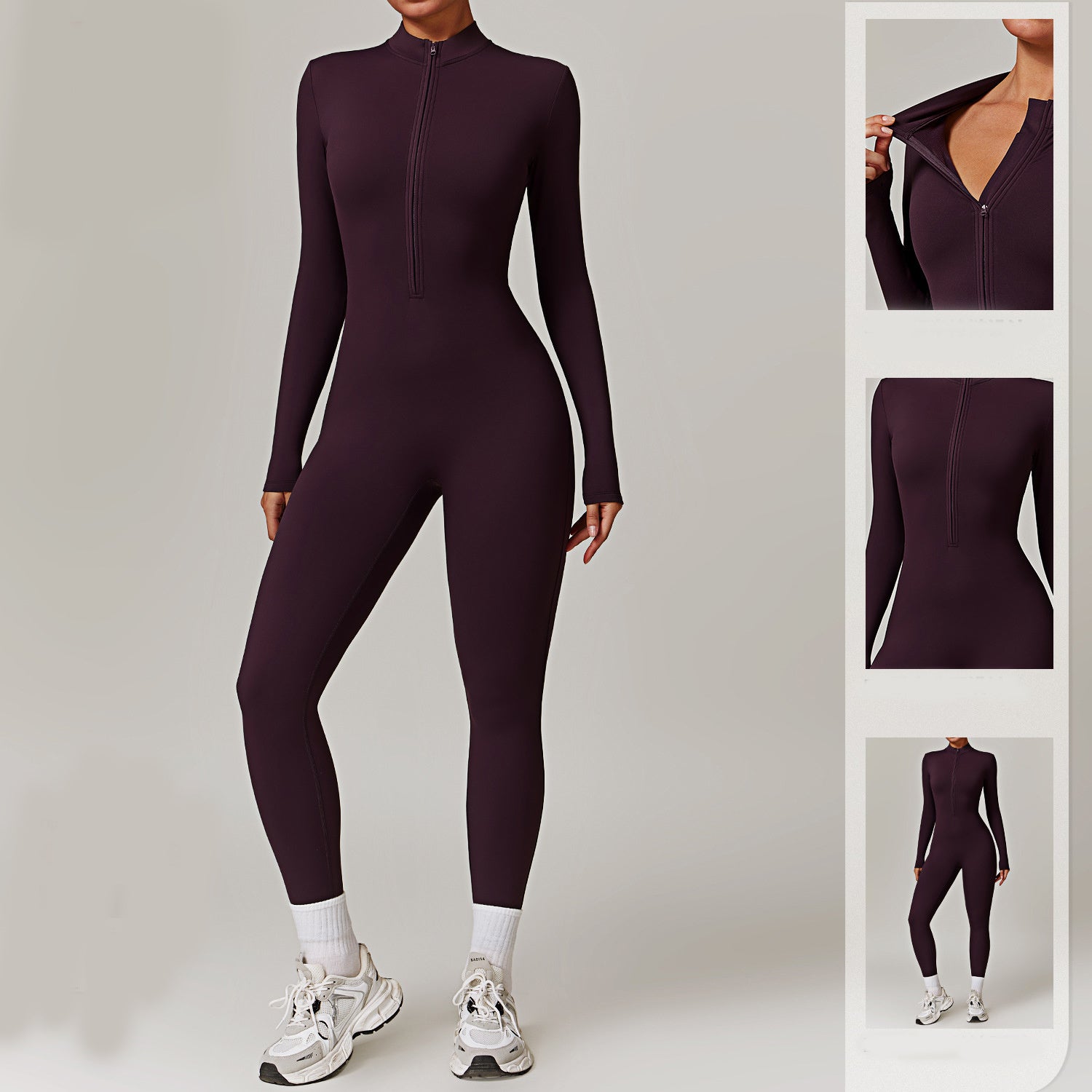 Langarm Fitness-Jumpsuit – Enganliegend & bequem