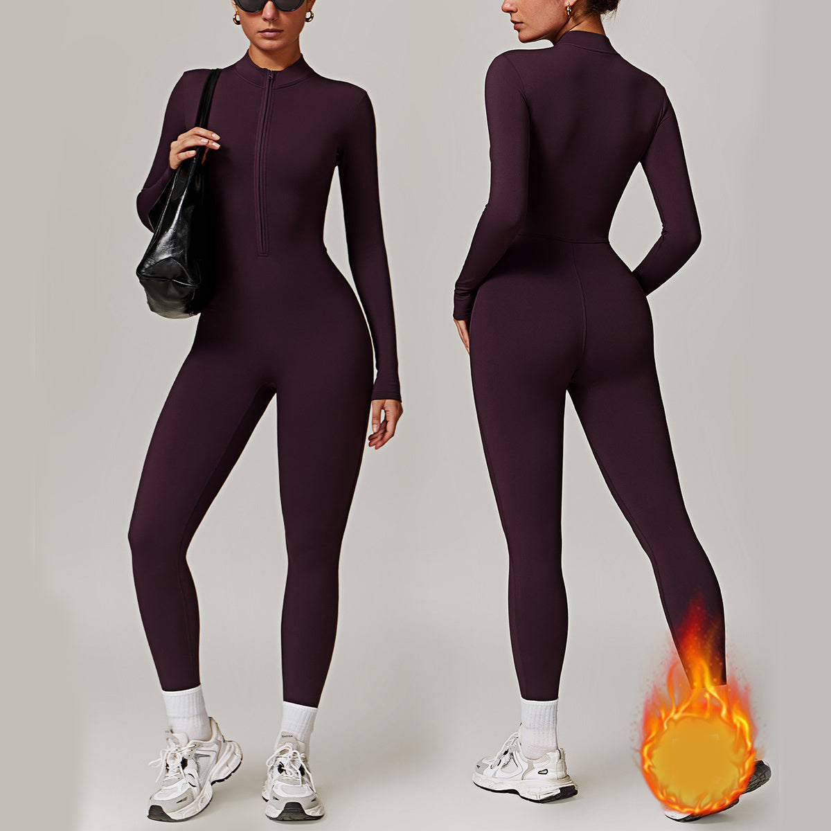 Langarm Fitness-Jumpsuit – Enganliegend & bequem