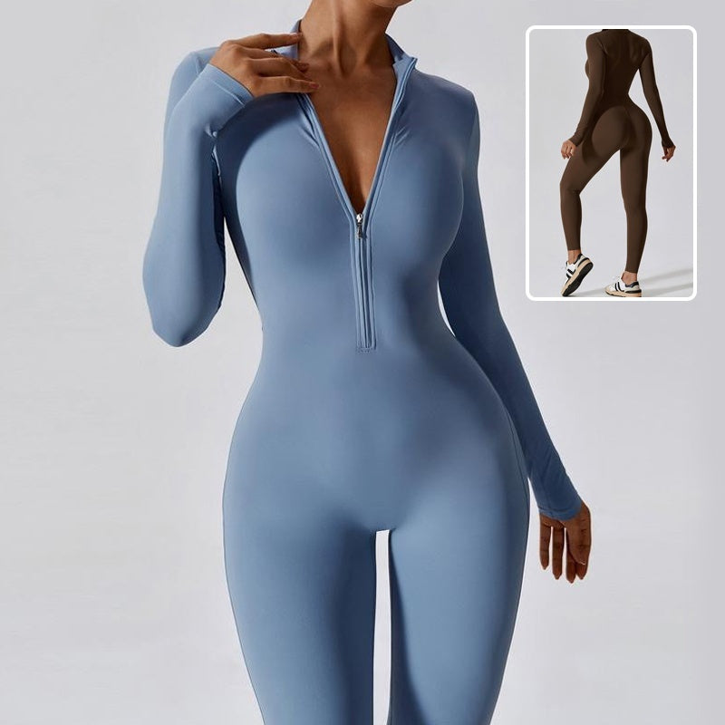 Sportlicher Yoga-Jumpsuit – Langarm & eng anliegend
