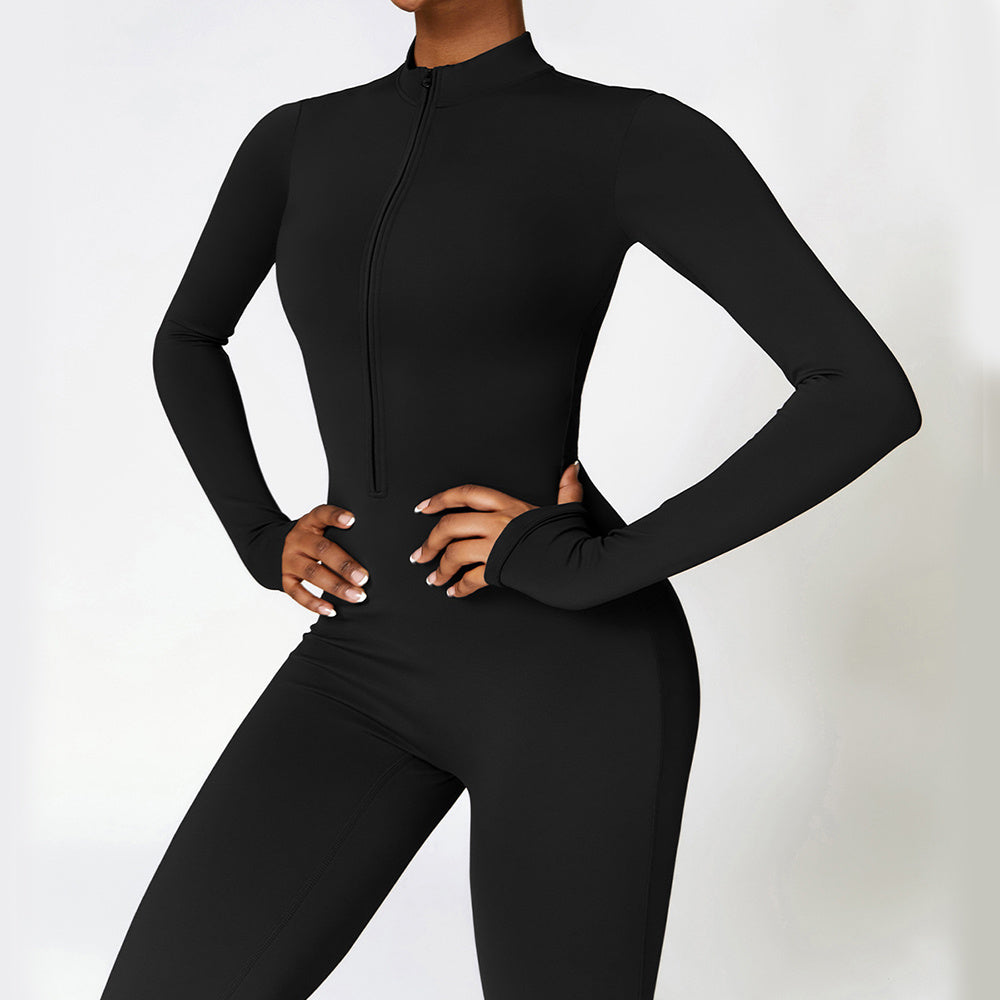 Langarm Fitness-Jumpsuit – Enganliegend & bequem