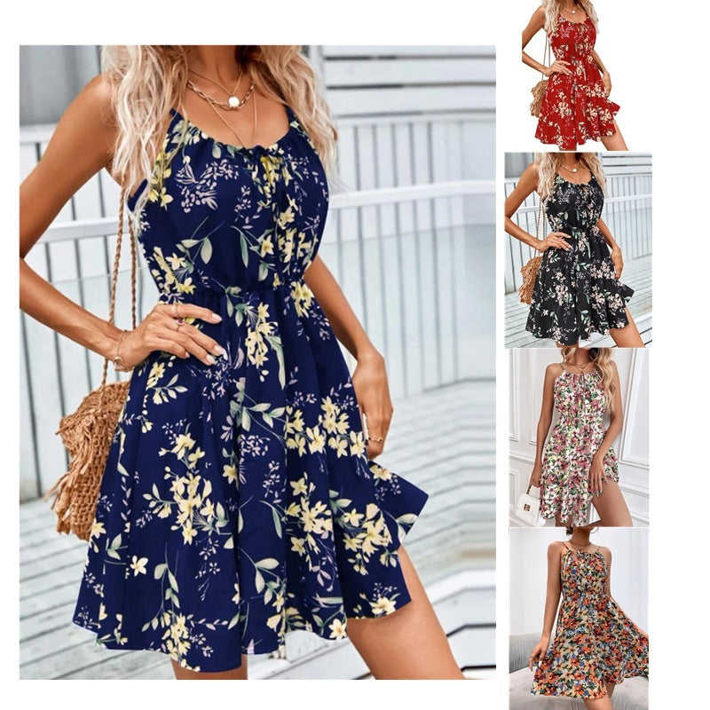 Sommer Blumenkleid mit Elastischer Bund