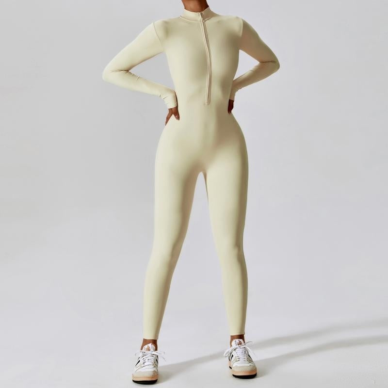 Sportlicher Yoga-Jumpsuit – Langarm & eng anliegend