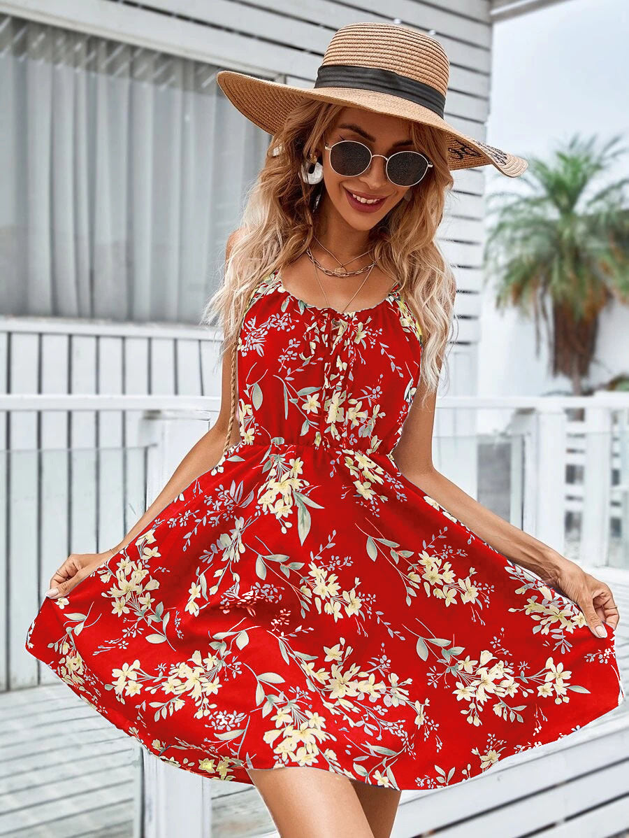 Sommer Blumenkleid mit Elastischer Bund