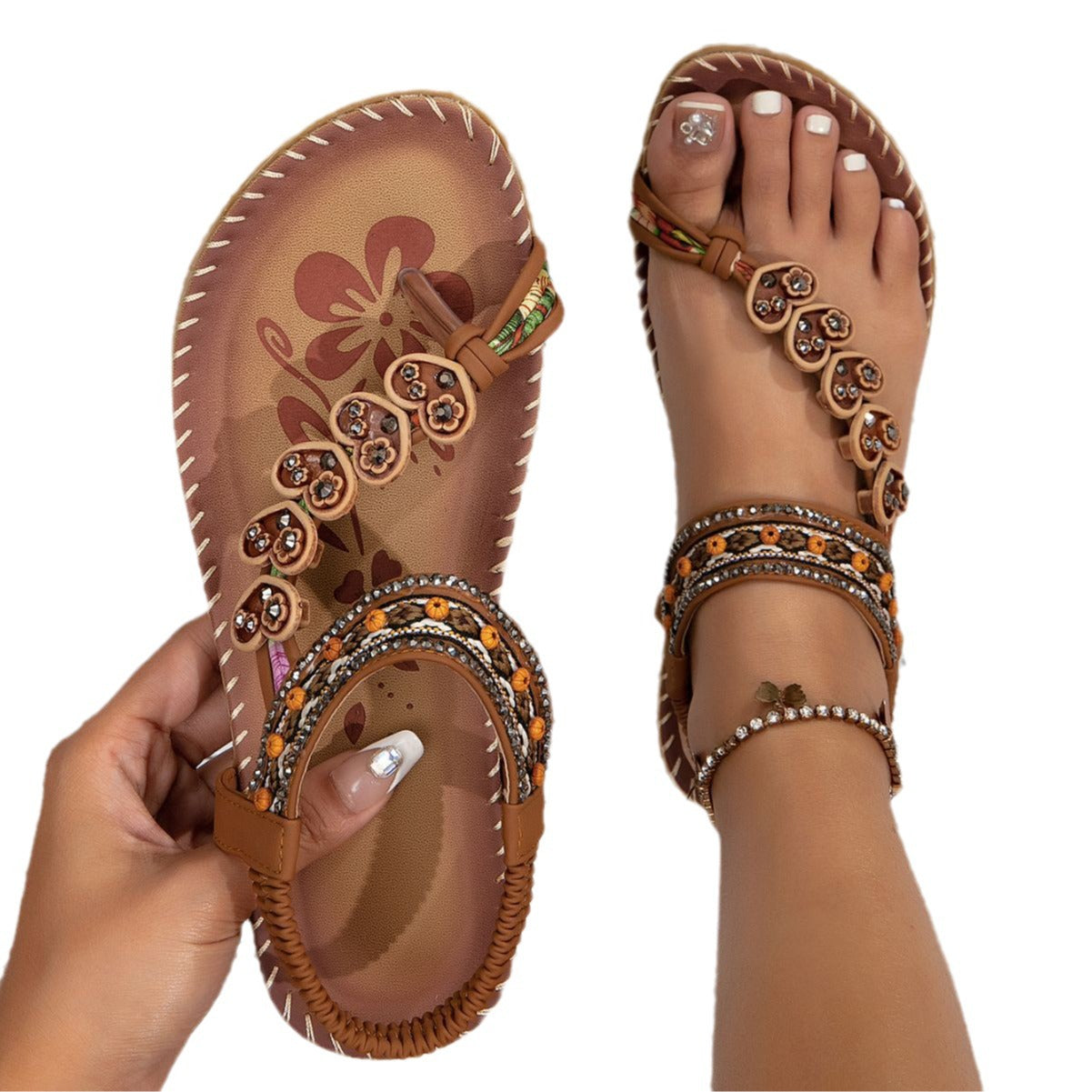 Böhmische Blumen-Sandalen für Damen