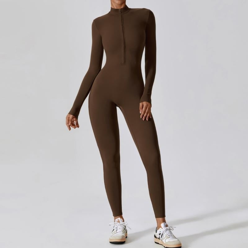 Sportlicher Yoga-Jumpsuit – Langarm & eng anliegend