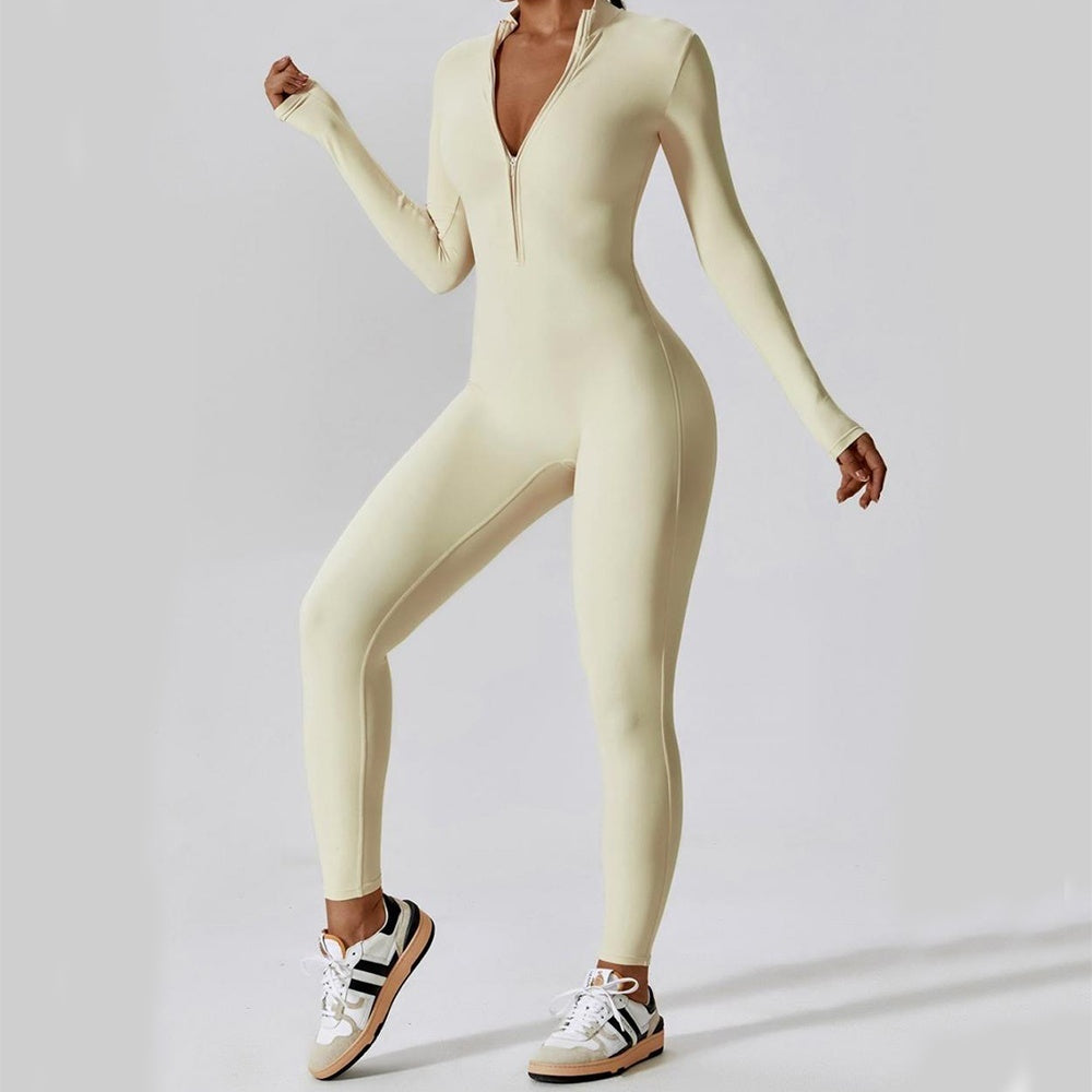 Sportlicher Yoga-Jumpsuit – Langarm & eng anliegend