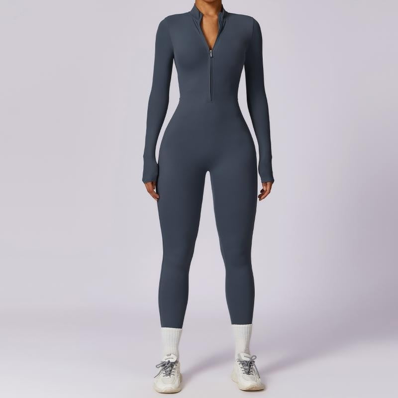 Sportlicher Yoga-Jumpsuit – Langarm & eng anliegend