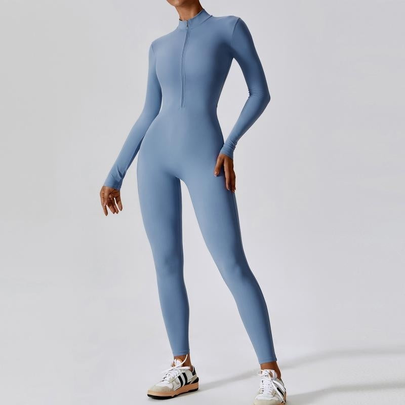 Sportlicher Yoga-Jumpsuit – Langarm & eng anliegend