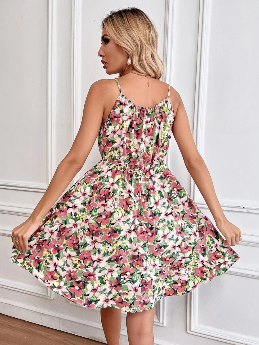 Sommer Blumenkleid mit Elastischer Bund
