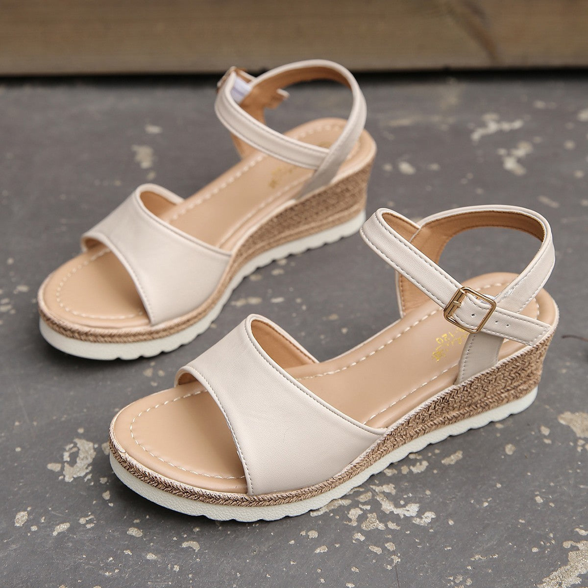 Damen Keilsandaletten mit Knöchelriemen – Sommer Plateau-Schuhe mit Absatz